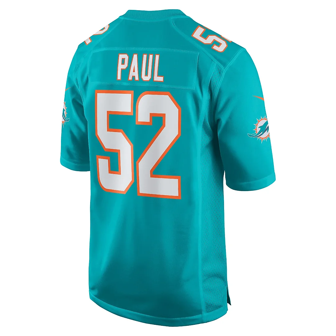 Zennovawear Men's Miami Dolphins Patrick Paul Aqua Game Jersey