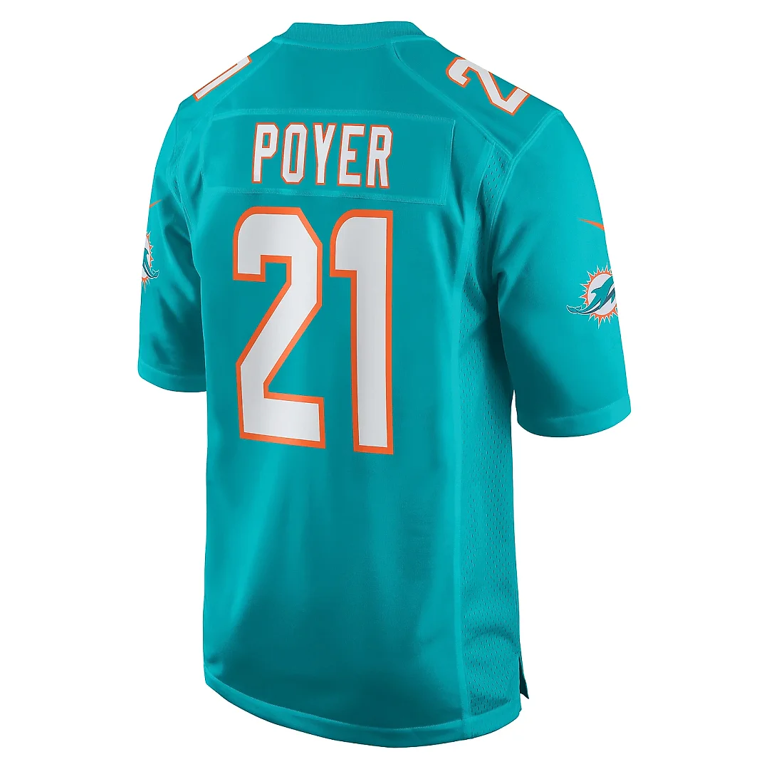 Zennovawear Men's Miami Dolphins Poyer Aqua Game Jersey