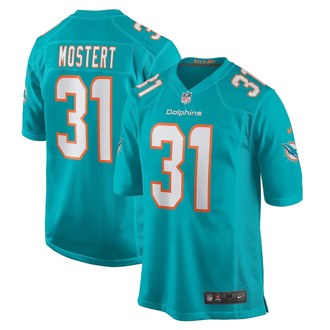 Zennovawear Men's Miami Dolphins Raheem Mostert Aqua Game Jersey