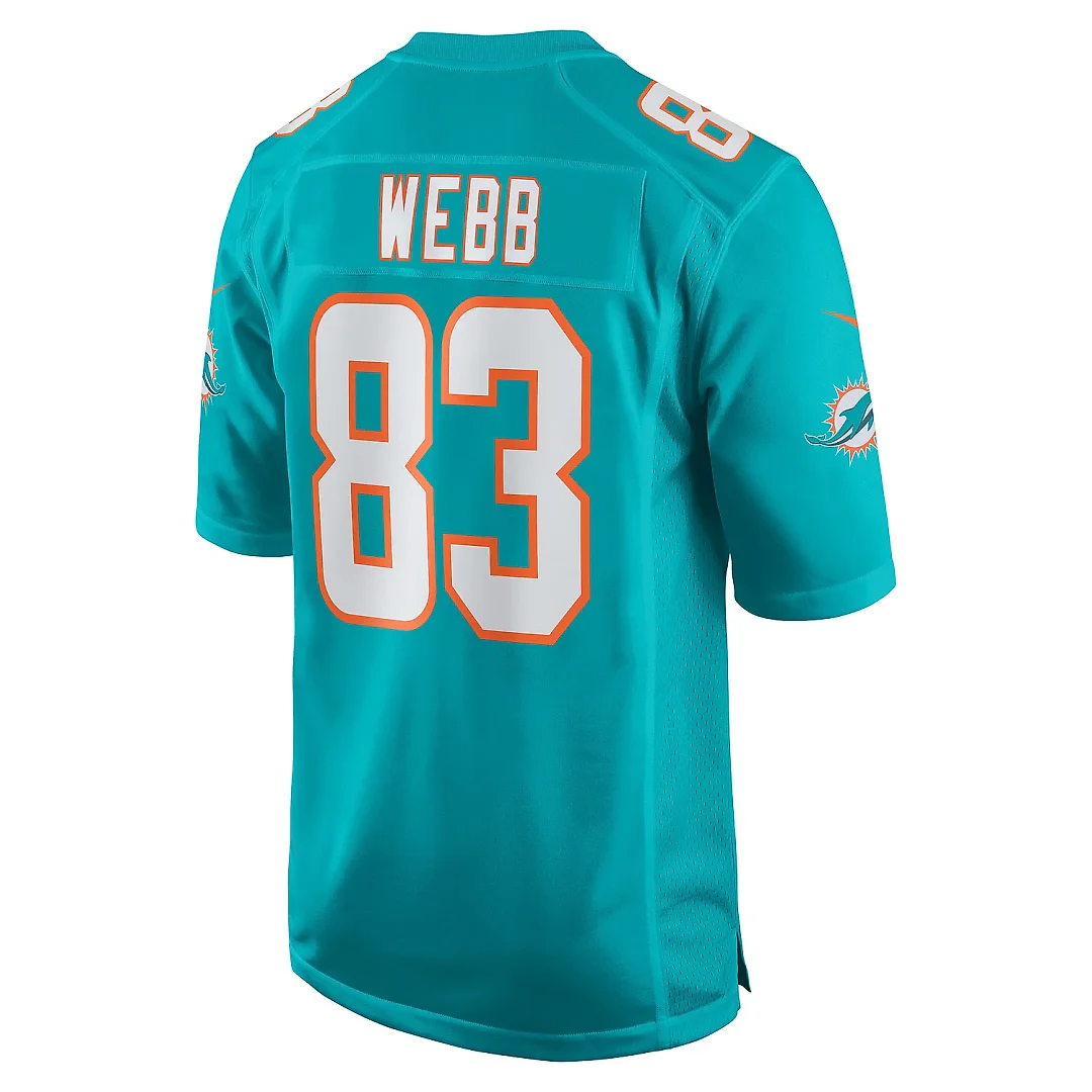 Zennovawear Men's Miami Dolphins Raleigh Webb Aqua Team Game Jersey