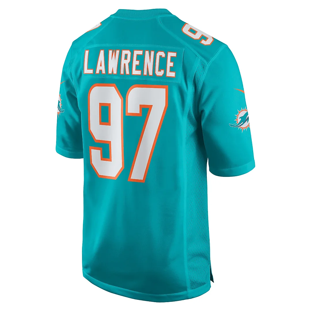 Zennovawear Men's Miami Dolphins Rashard Lawrence Aqua Team Game Jersey