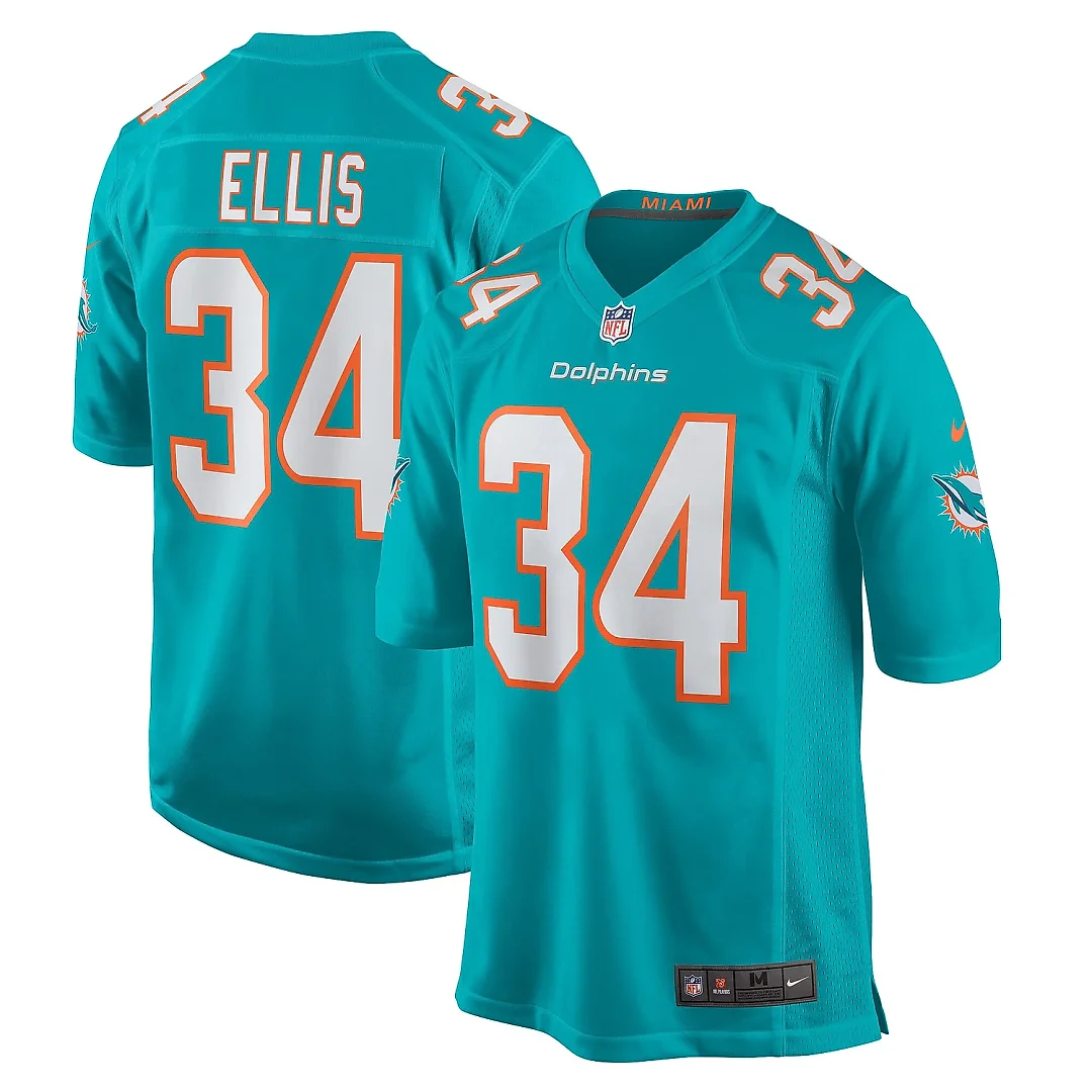 Zennovawear Men's Miami Dolphins Tino Ellis Aqua Home Game Player Jersey