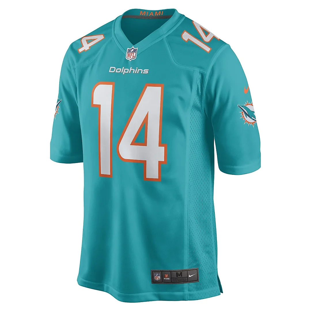 Zennovawear Men's Miami Dolphins Trent Sherfield Aqua Game Player Jersey