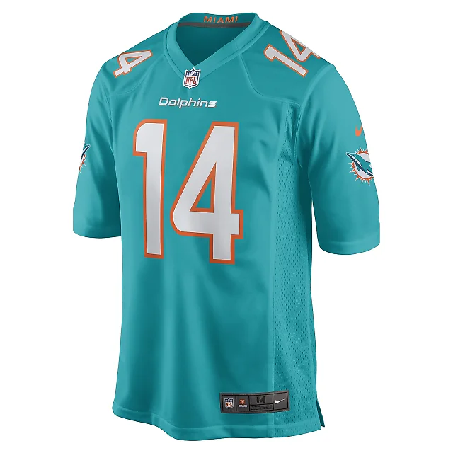 Zennovawear Men's Miami Dolphins Trent Sherfield Aqua Game Player Jersey