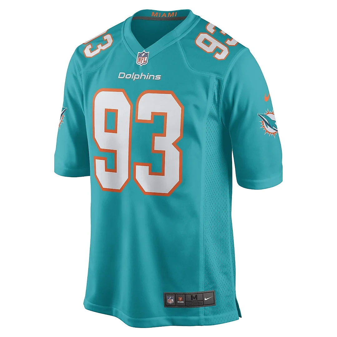 Zennovawear Men's Miami Dolphins Trey Flowers Aqua Game Player Jersey