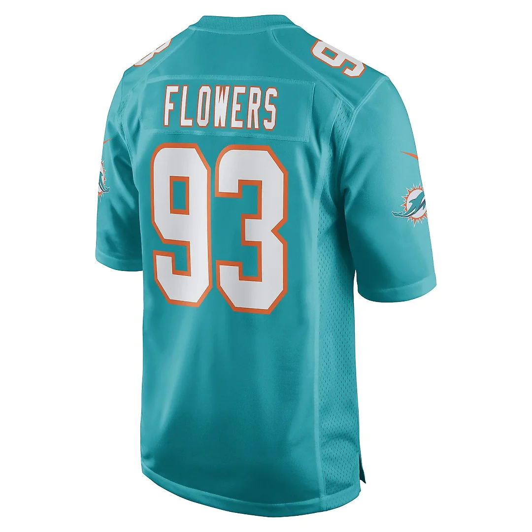 Zennovawear Men's Miami Dolphins Trey Flowers Aqua Game Player Jersey