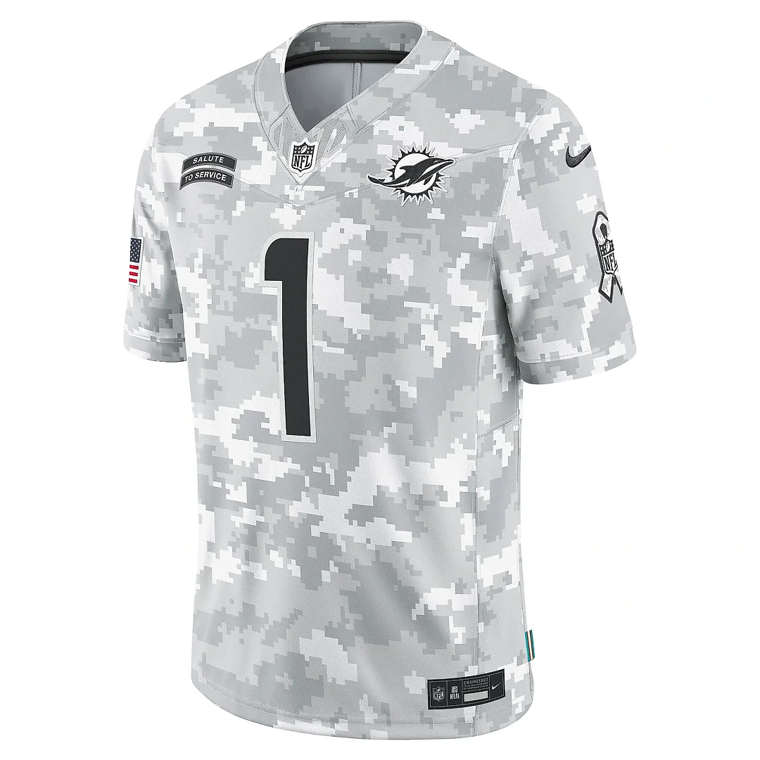 Zennovawear Men's Miami Dolphins Tua Tagovailoa Arctic Camo 2024 Salute to Service Limited Jersey
