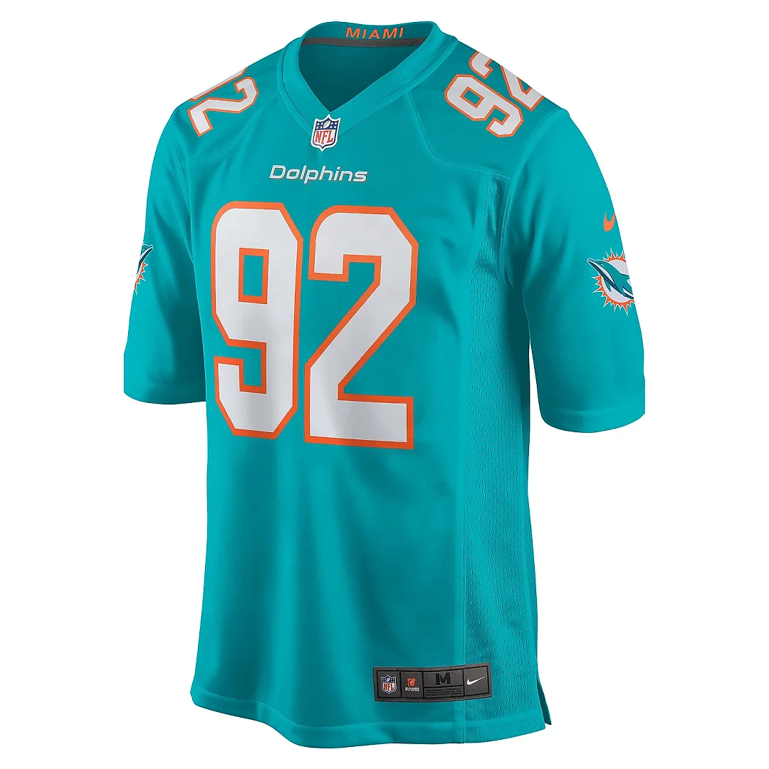 Zennovawear Men's Miami Dolphins Zach Sieler Aqua Game Jersey