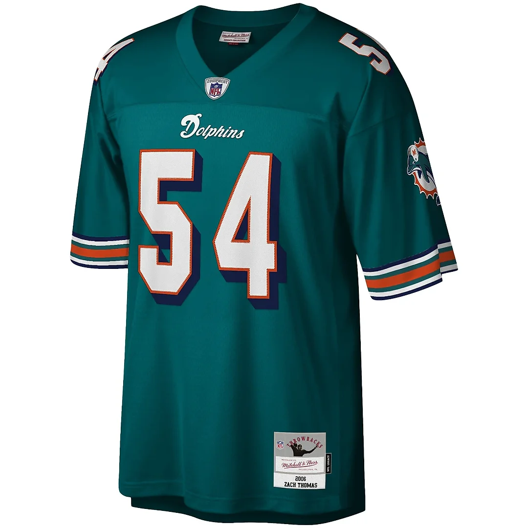 Zennovawear Men's Miami Dolphins Zach Thomas Mitchell & Ness Aqua Legacy Jersey
