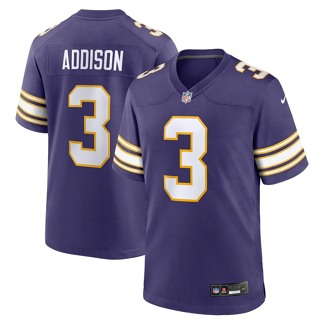 Zennovawear Men's Minnesota Vikings Addison Purple Classic Player Game Jersey