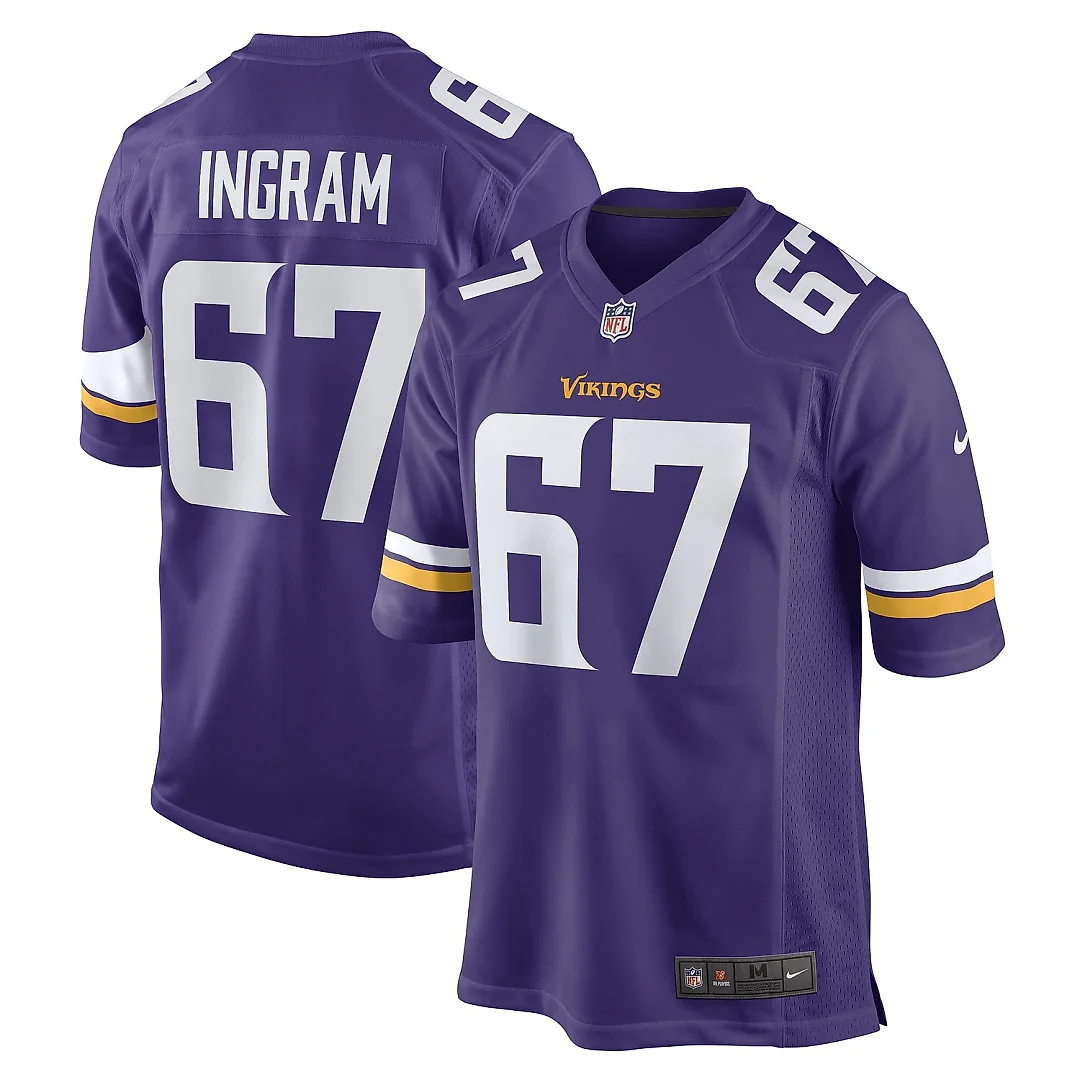 Zennovawear Men's Minnesota Vikings Ed Ingram Purple Game Player Jersey