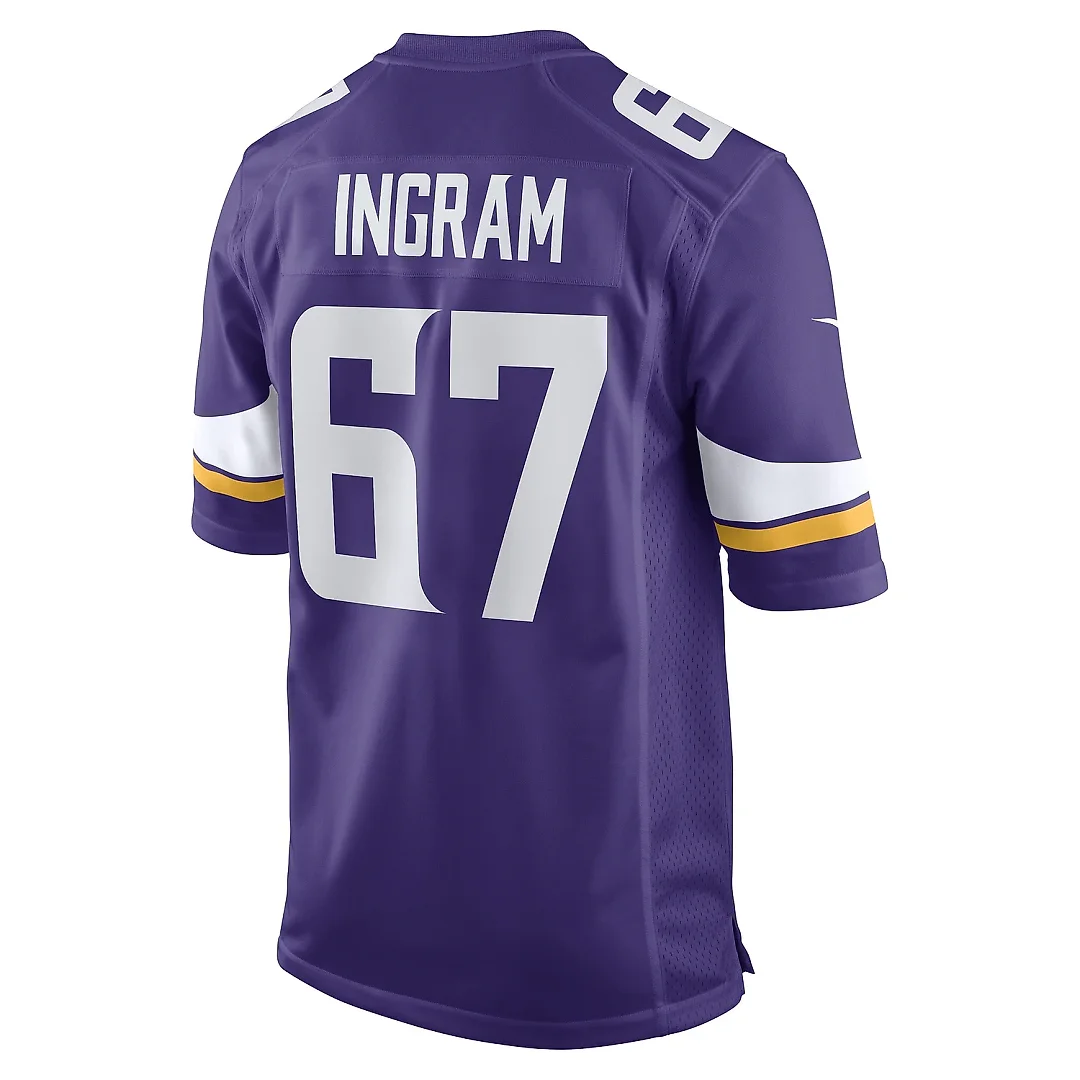 Zennovawear Men's Minnesota Vikings Ed Ingram Purple Game Player Jersey