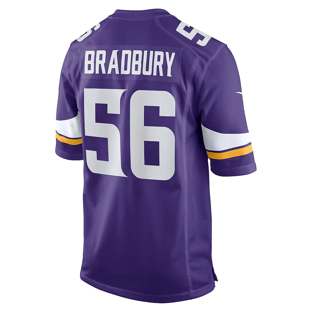 Zennovawear Men's Minnesota Vikings Garrett Bradbury Purple Game Jersey