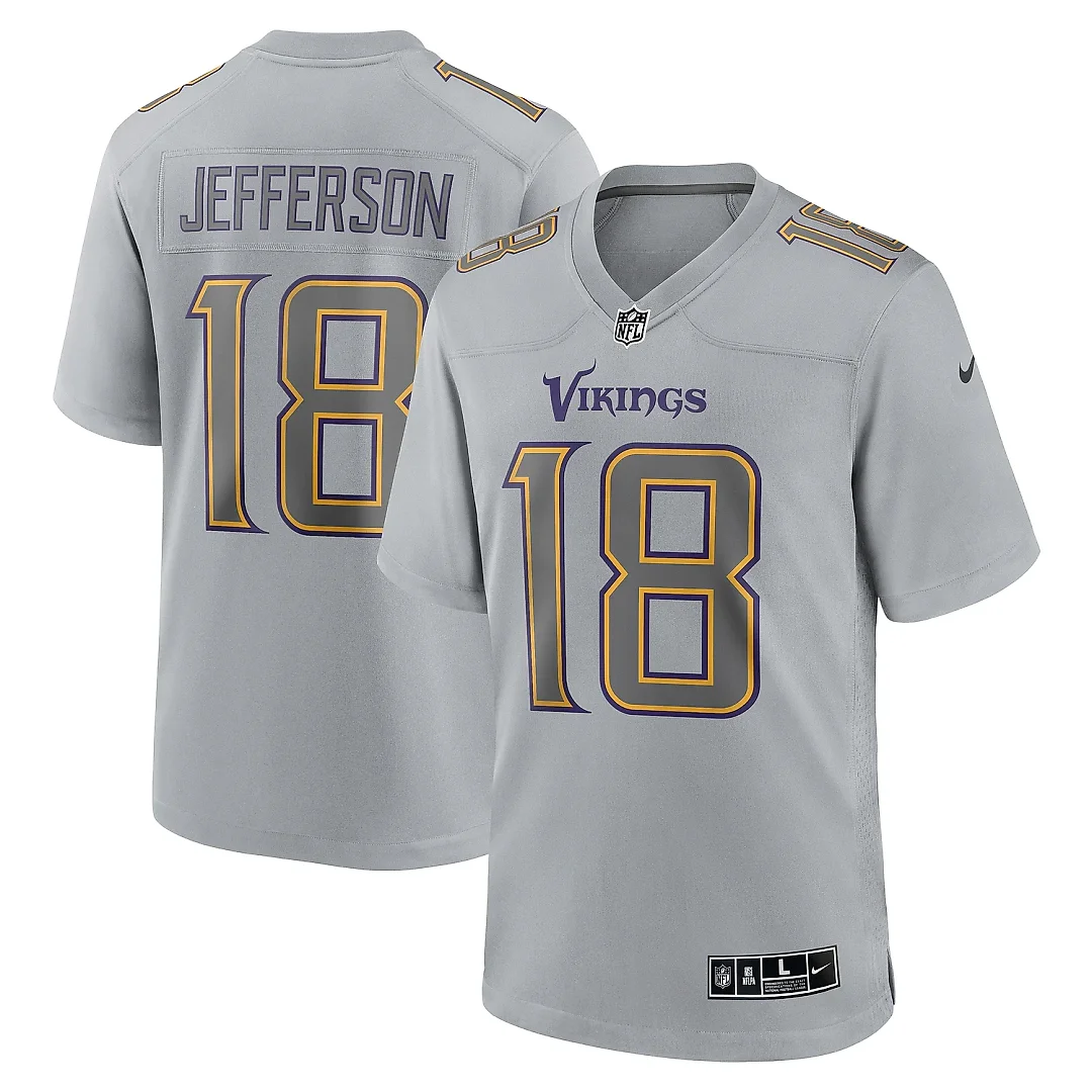 Zennovawear Men's Minnesota Vikings Justin Jefferson Gray Atmosphere Fashion Game Jersey