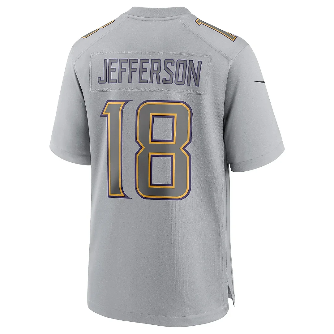 Zennovawear Men's Minnesota Vikings Justin Jefferson Gray Atmosphere Fashion Game Jersey