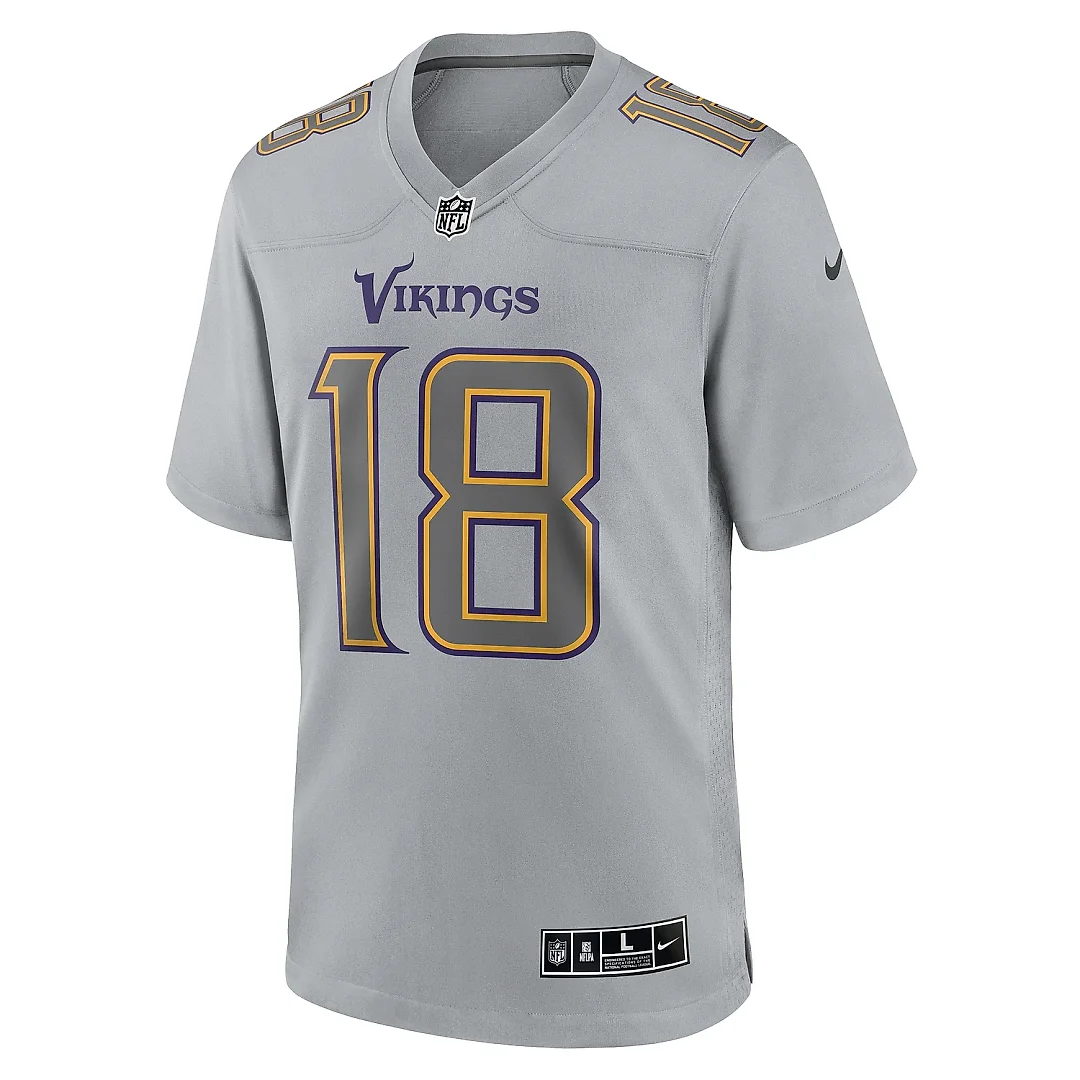 Zennovawear Men's Minnesota Vikings Justin Jefferson Gray Atmosphere Fashion Game Jersey