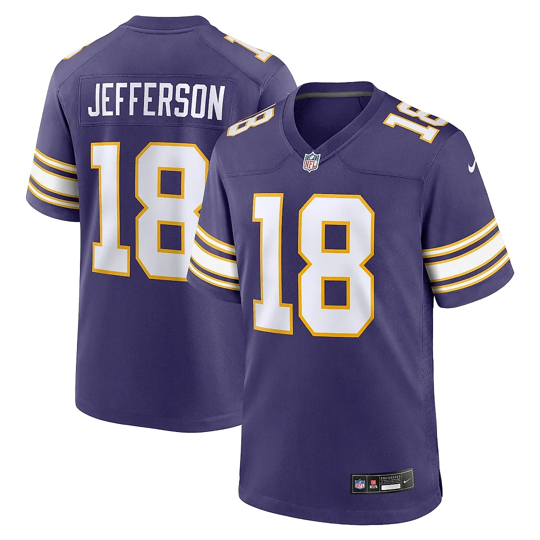 Zennovawear Men's Minnesota Vikings Justin Jefferson Purple Classic Player Game Jersey