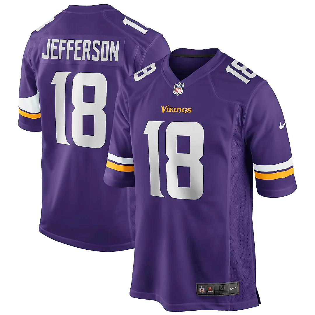 Zennovawear Men's Minnesota Vikings Justin Jefferson Purple Player Game Jersey