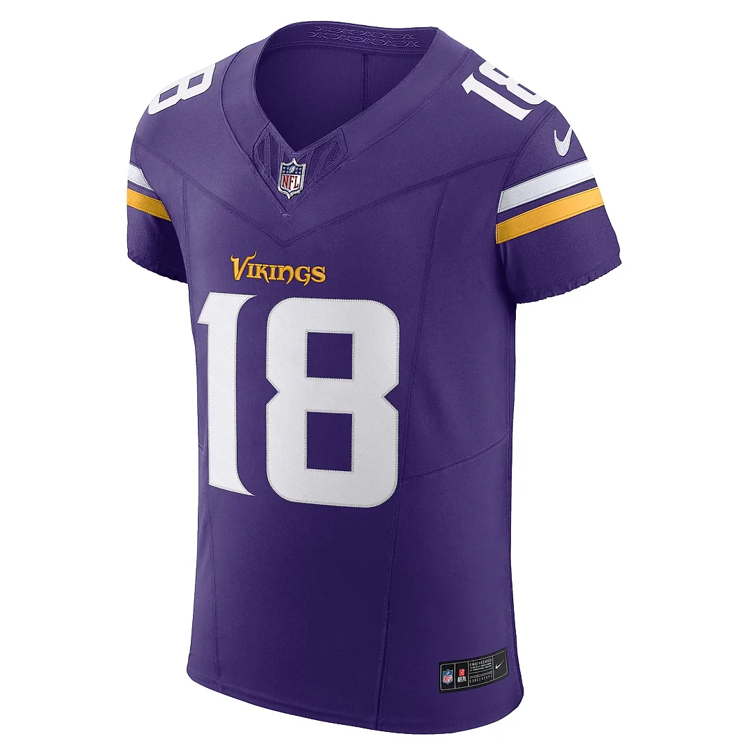 Zennovawear Men's Minnesota Vikings Justin Jefferson Purple Vapor F.U.S.E. Elite Jersey