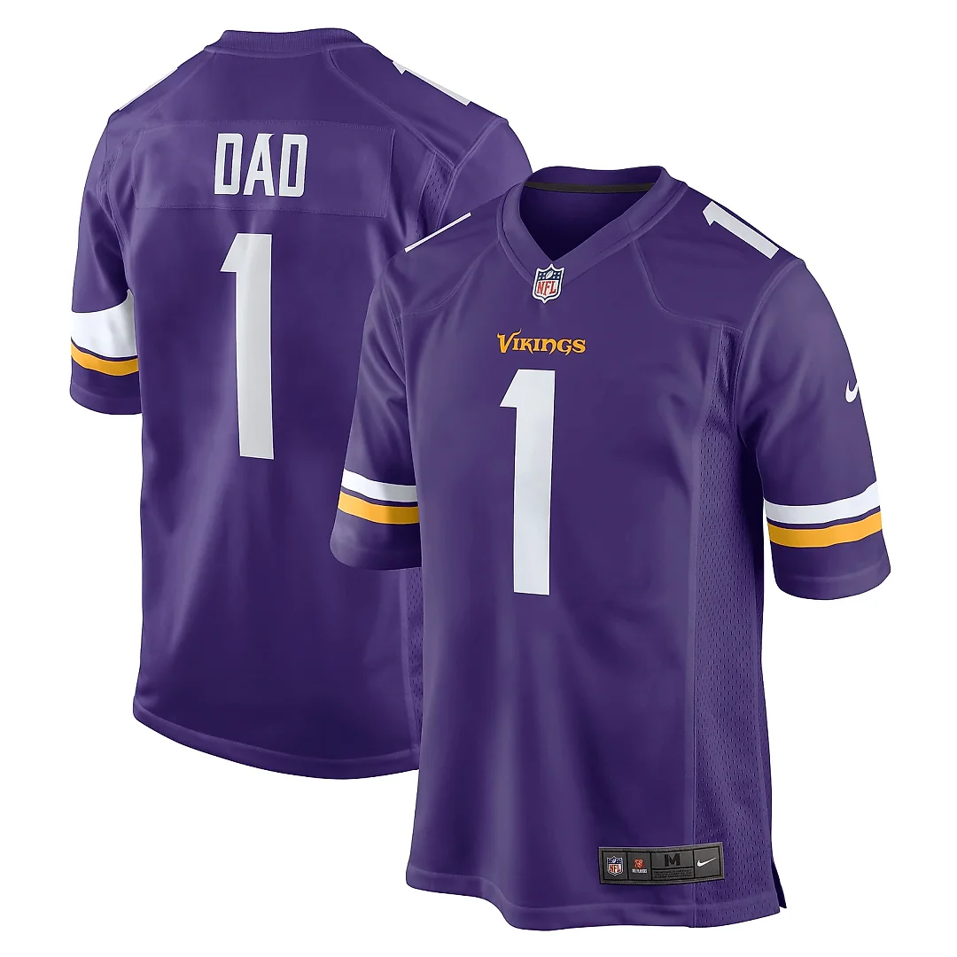 Zennovawear Men's Minnesota Vikings Number 1 Dad Purple Game Jersey