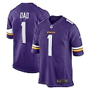 Zennovawear Men's Minnesota Vikings Number 1 Dad Purple Game Jersey