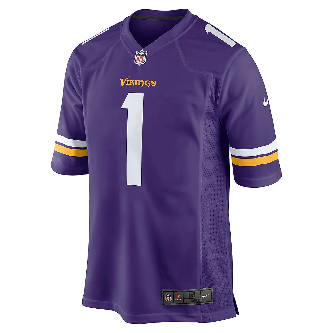 Zennovawear Men's Minnesota Vikings Number 1 Dad Purple Game Jersey