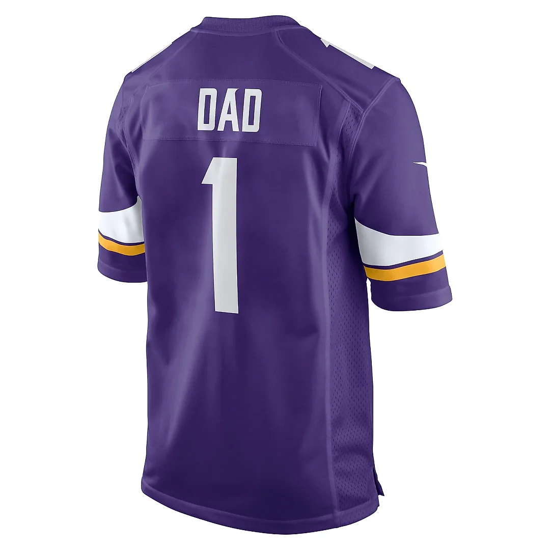 Zennovawear Men's Minnesota Vikings Number 1 Dad Purple Game Jersey