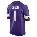 Zennovawear Men's Minnesota Vikings Number 1 Groom Purple Game Jersey