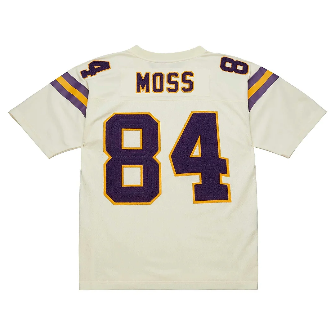 Zennovawear Men's Minnesota Vikings Randy Moss Mitchell & Ness Cream Chainstitch Legacy Jersey