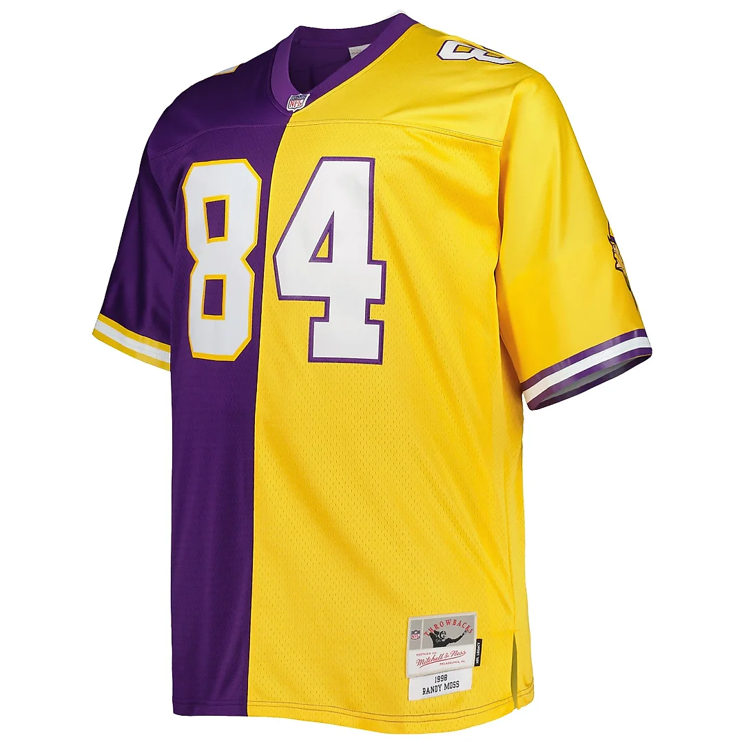 Zennovawear Men's Minnesota Vikings Randy Moss Mitchell & Ness Purple/Gold Big & Tall Split Legacy Retired Player Jersey
