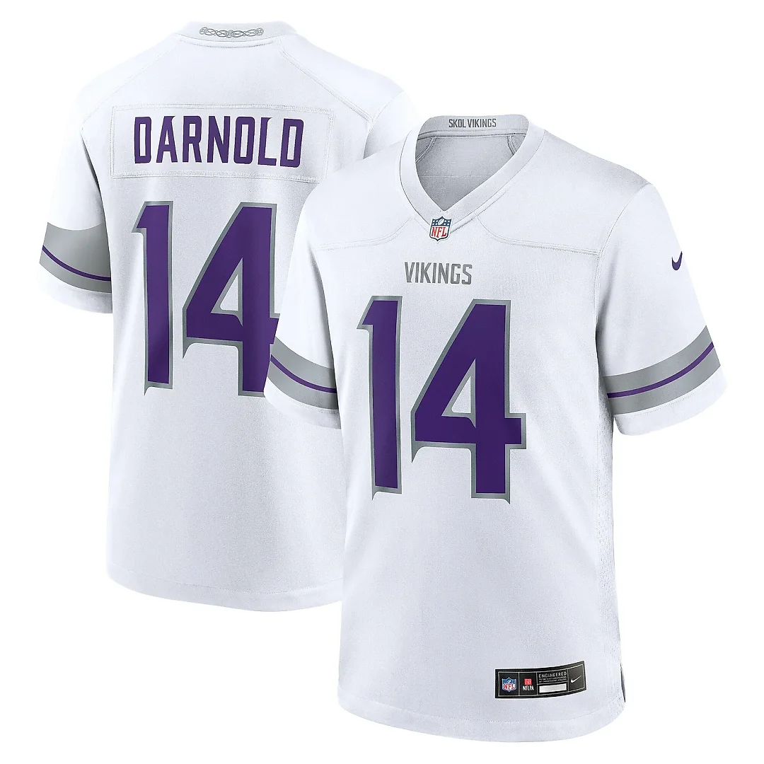 Zennovawear Men's Minnesota Vikings Sam Darnold White Alternate Game Player Jersey