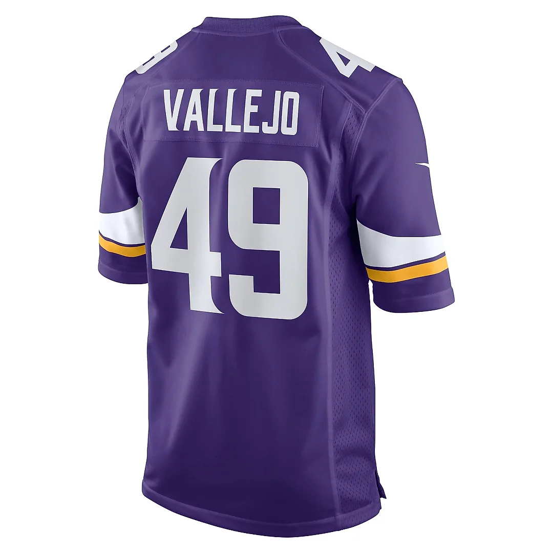 Zennovawear Men's Minnesota Vikings Tanner Vallejo Purple Team Game Jersey