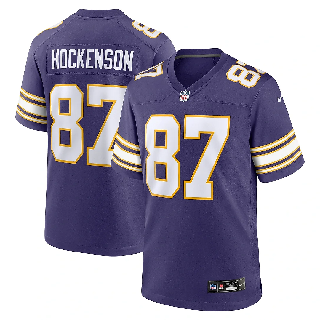 Zennovawear Men's Minnesota Vikings T.J. Hockenson Purple Classic Player Game Jersey