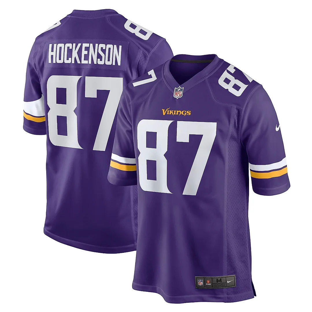 Zennovawear Men's Minnesota Vikings T.J. Hockenson Purple Game Player Jersey