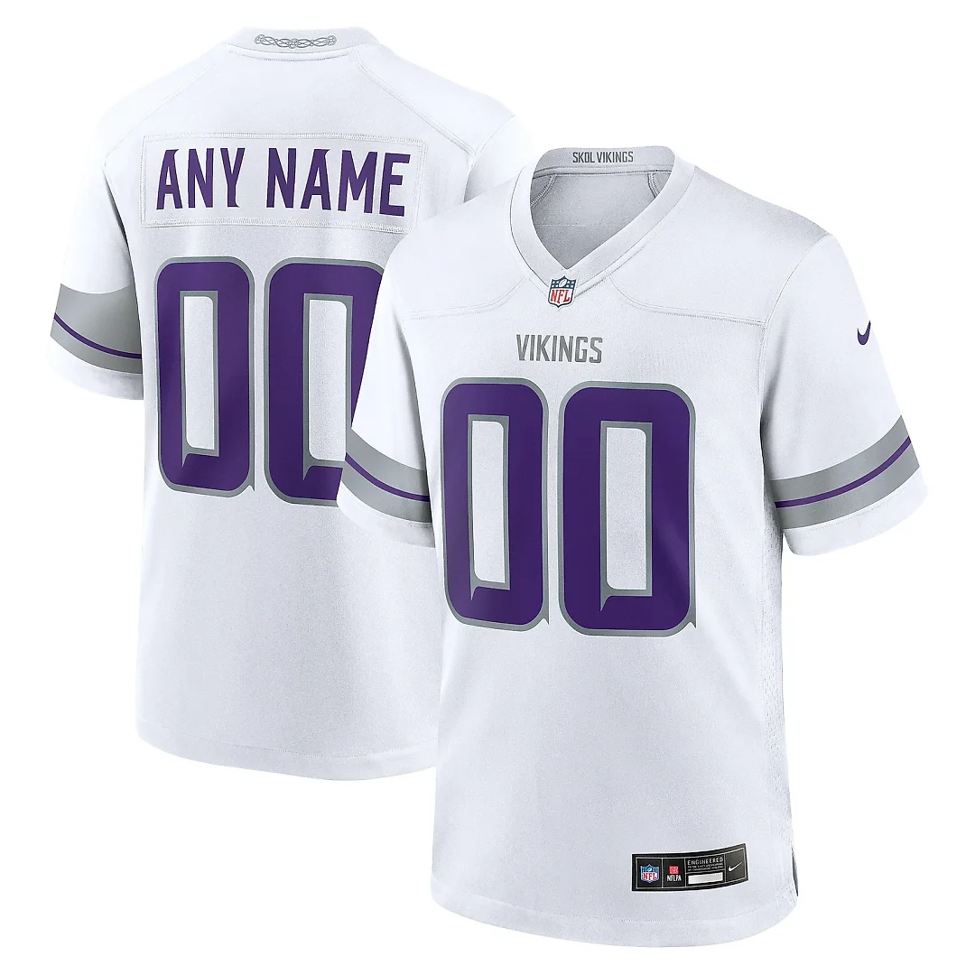 Zennovawear Men's Minnesota Vikings White Alternate Custom Game Jersey