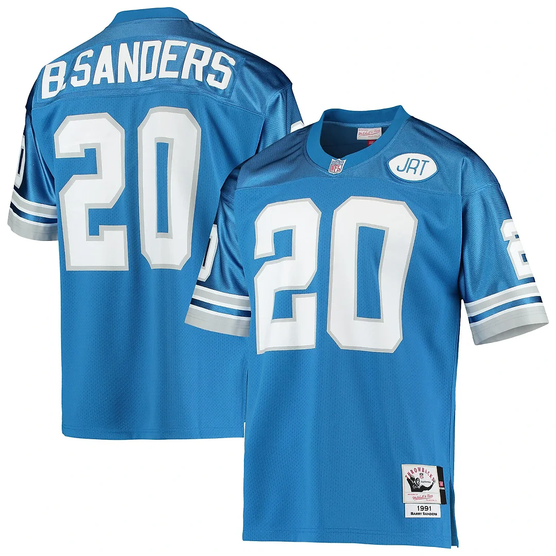 Zennovawear Barry Sanders Detroit Lions 1991 Authentic Throwback Retired Player Jersey - Blue