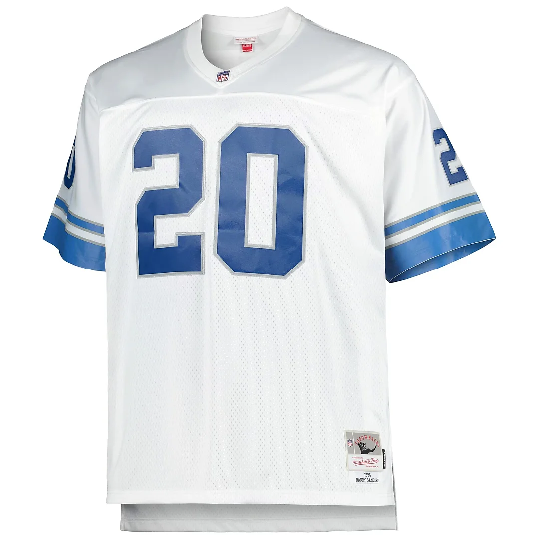 Zennovawear Barry Sanders Detroit Lions Big & Tall 1996 Retired Player Replica Jersey - White