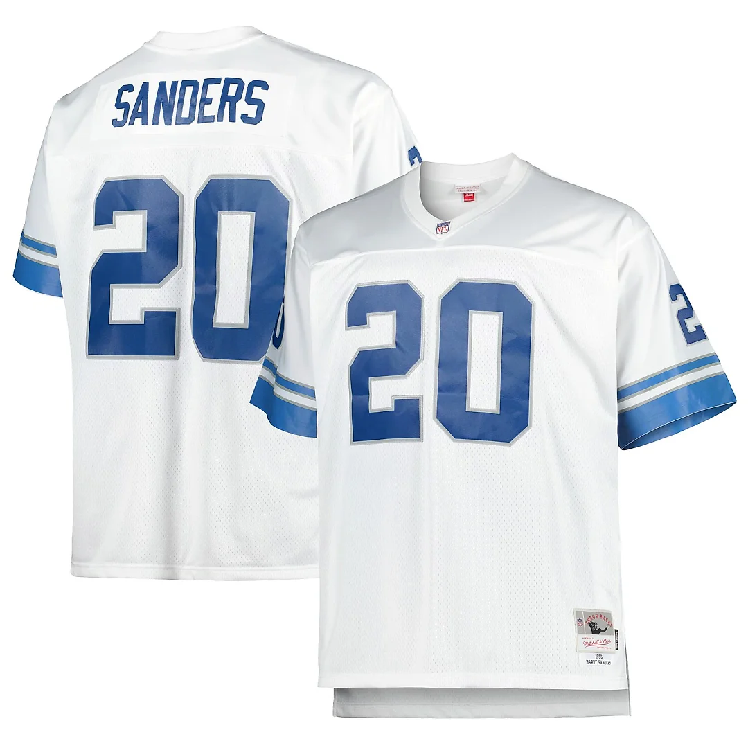 Zennovawear Barry Sanders Detroit Lions Big & Tall 1996 Retired Player Replica Jersey - White