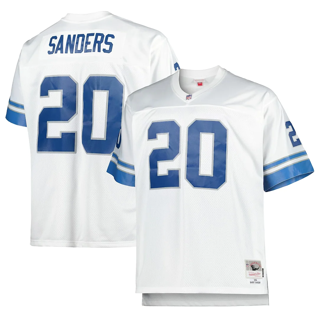 Zennovawear Barry Sanders Detroit Lions Big & Tall 1996 Retired Player Replica Jersey - White
