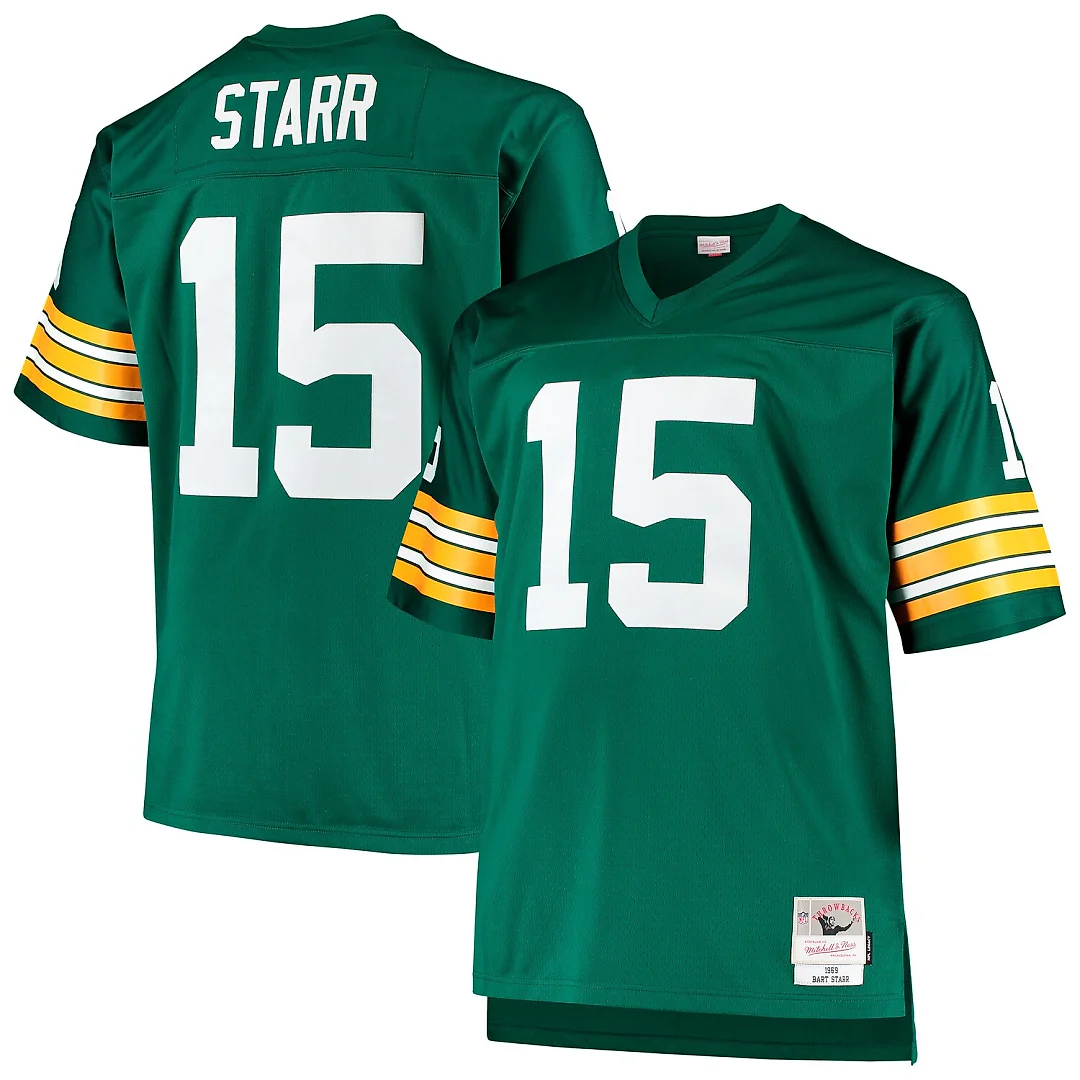 Zennovawear Bart Starr Green Bay Packers Big & Tall 1968 Retired Player Replica Jersey - Green