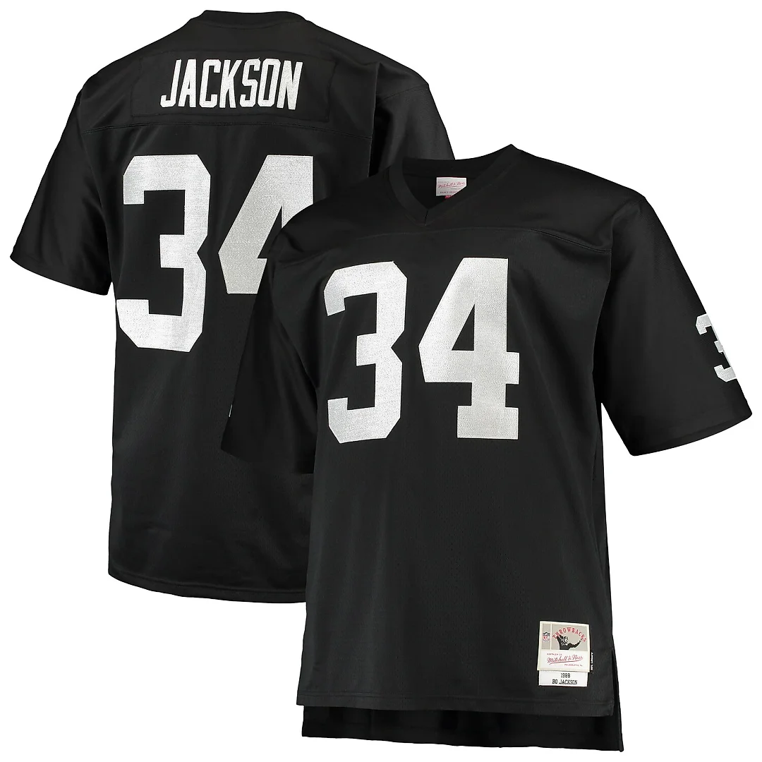 Zennovawear Bo Jackson Las Vegas Raiders Big & Tall 1988 Retired Player Replica Jersey - Black