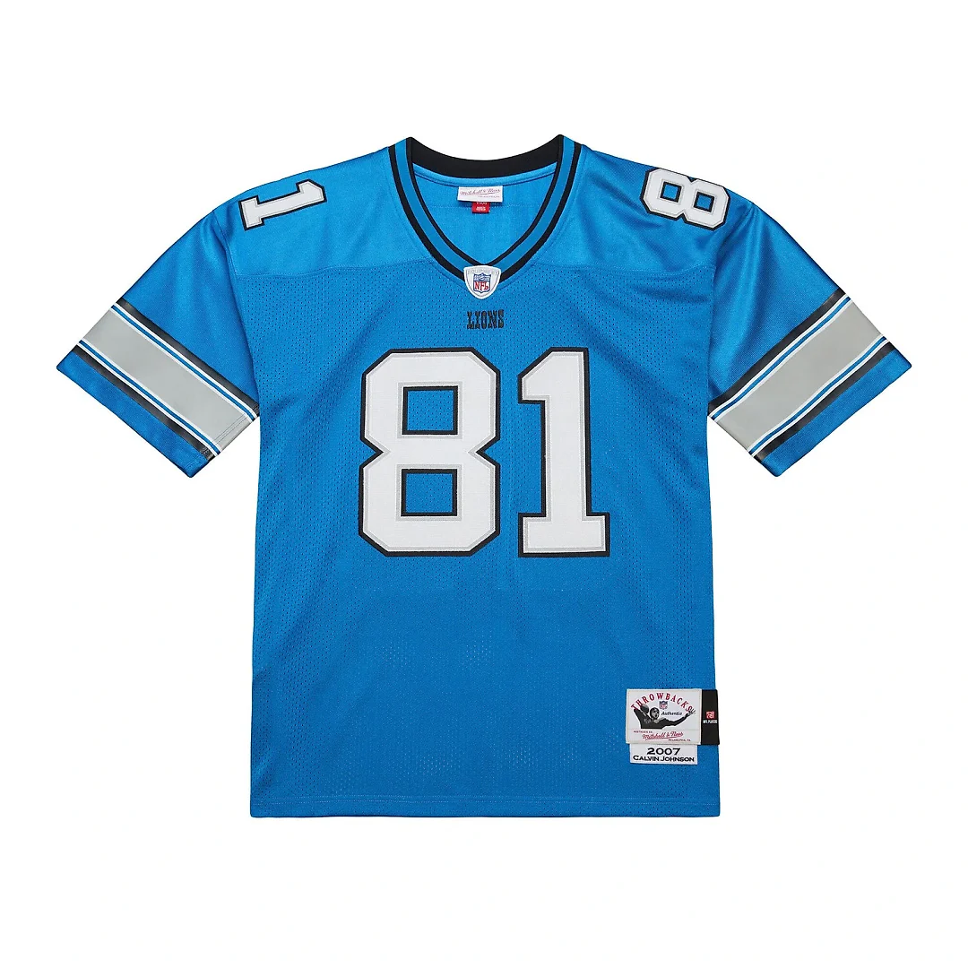 Zennovawear Calvin Johnson Detroit Lions 2007 Authentic Throwback Retired Player Jersey - Blue