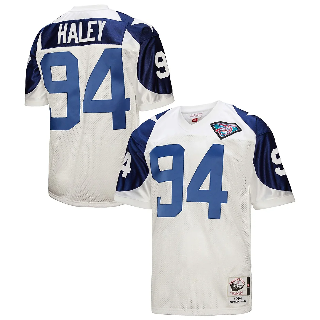 Zennovawear Charles Haley Dallas Cowboys 1994 Authentic Throwback Retired Player Jersey - White