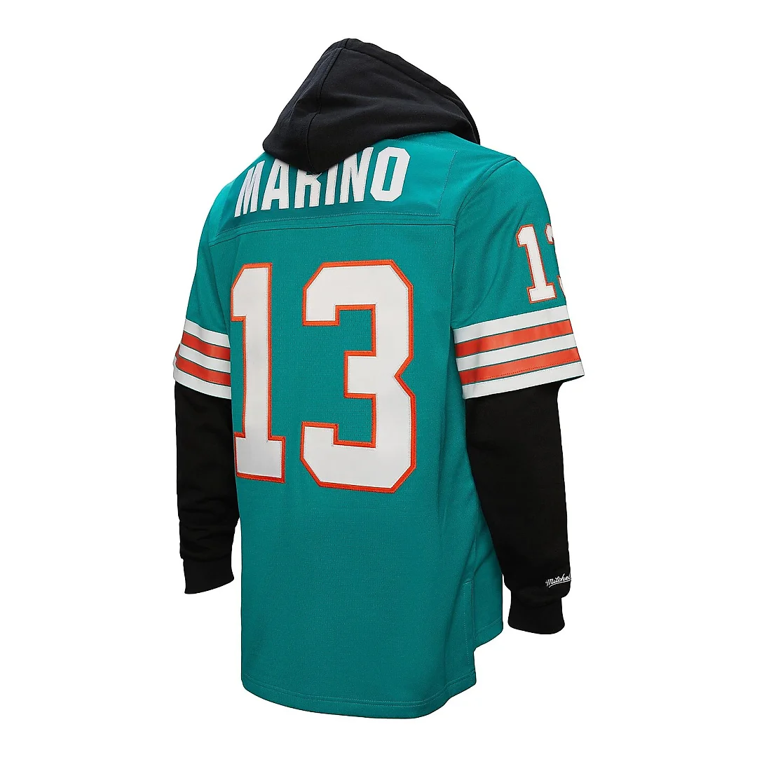 Zennovawear Dan Marino Miami Dolphins Player Name & Number Hoodie Legacy Jersey - Aqua