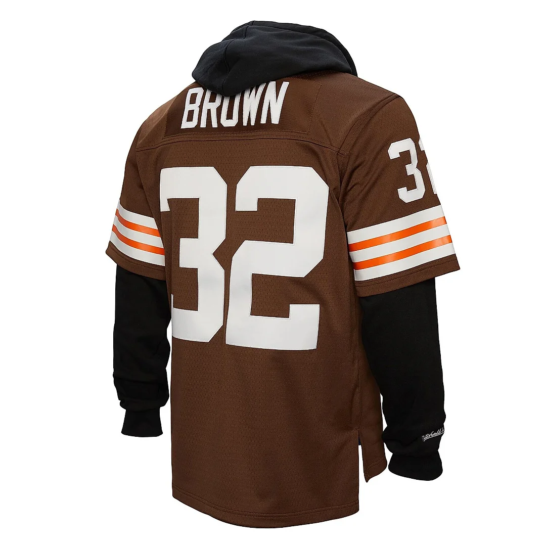 Zennovawear Jim Brown Cleveland Browns Player Name & Number Hoodie Legacy Jersey - Brown