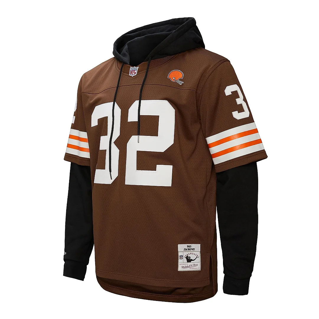 Zennovawear Jim Brown Cleveland Browns Player Name & Number Hoodie Legacy Jersey - Brown