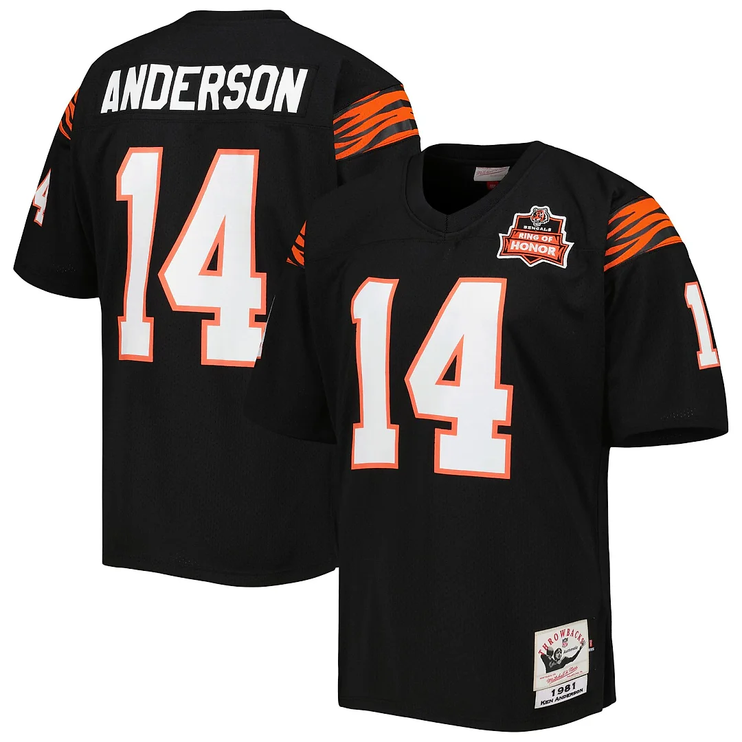Zennovawear Ken Anderson Cincinnati Bengals 1981 Authentic Throwback Retired Player Jersey - Black