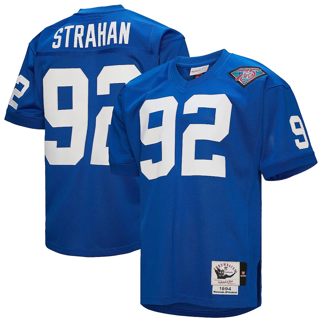 Zennovawear Michael Strahan New York Giants 1994 Authentic Throwback Retired Player Jersey - Royal