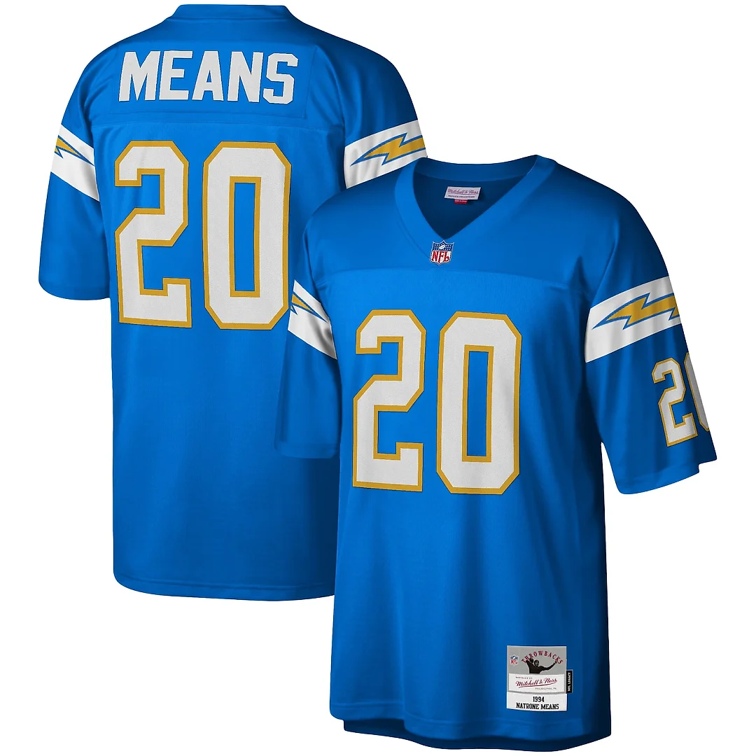 Zennovawear Natrone Means Los Angeles Chargers Legacy Replica Jersey - Powder Blue