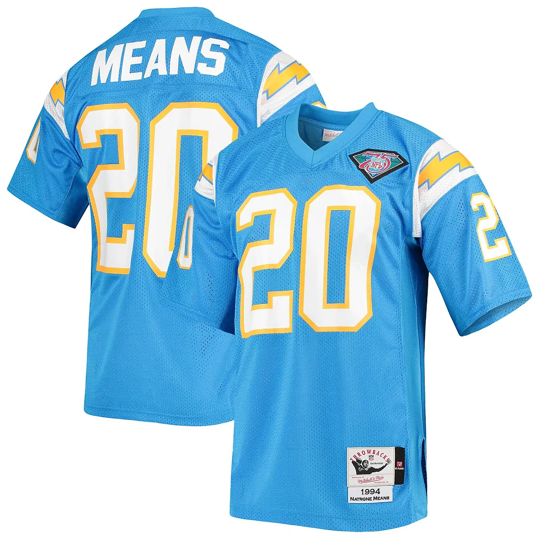 Zennovawear Natrone Means Los Angeles Chargers 1994 Authentic Throwback Retired Player Jersey - Powder Blue